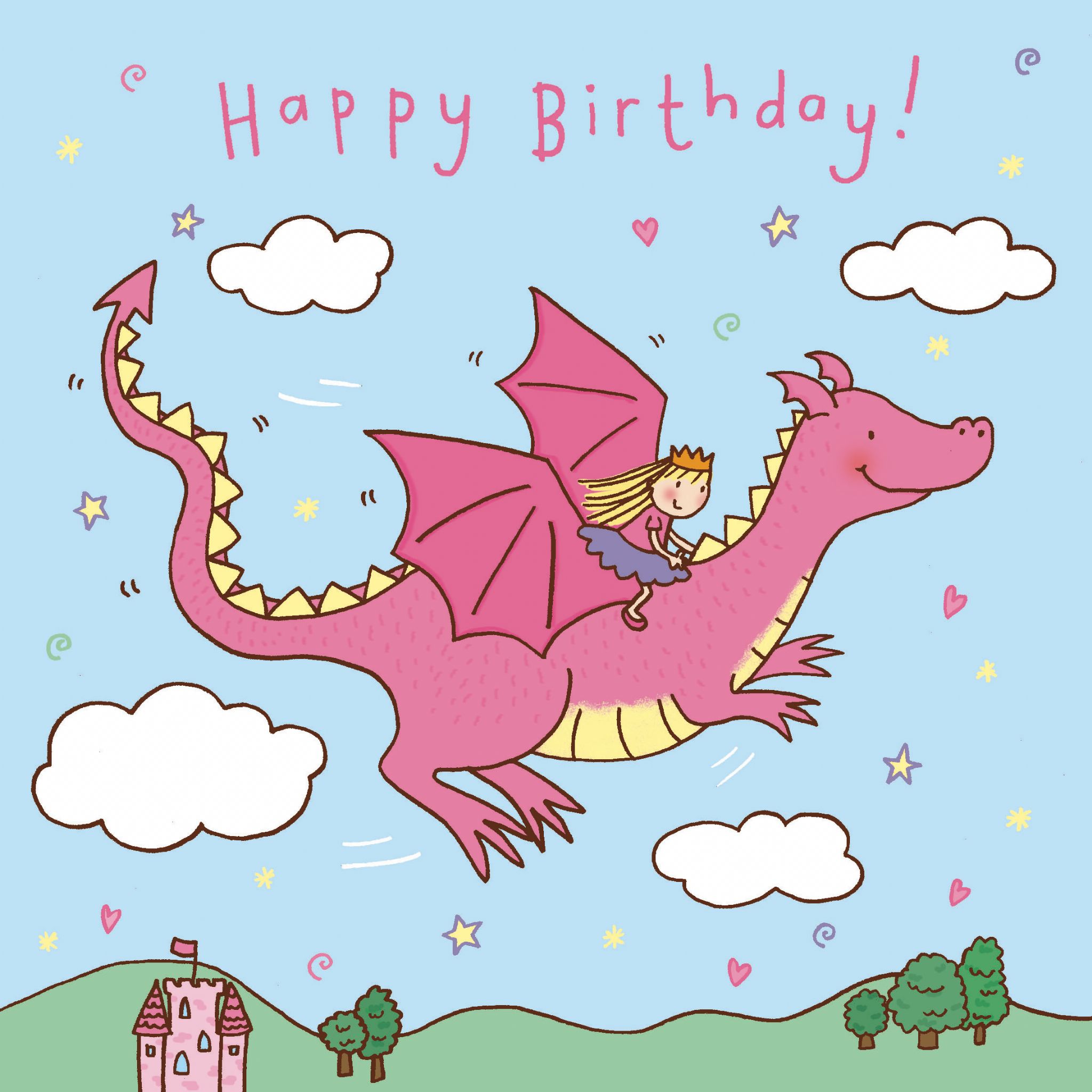 Открытка с драконом с днем рождения
